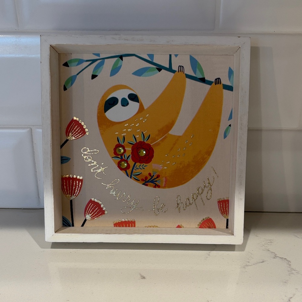 Sloth Wall Art with Gold Accents Don’t Hurry be Happy!
